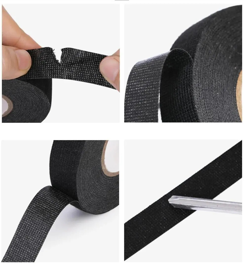 15 Meter Heat-Resistant Flame Retardant Tape Coroplast Adhesive Cloth Tape for Car Cable Harness Wiring Loom Protection