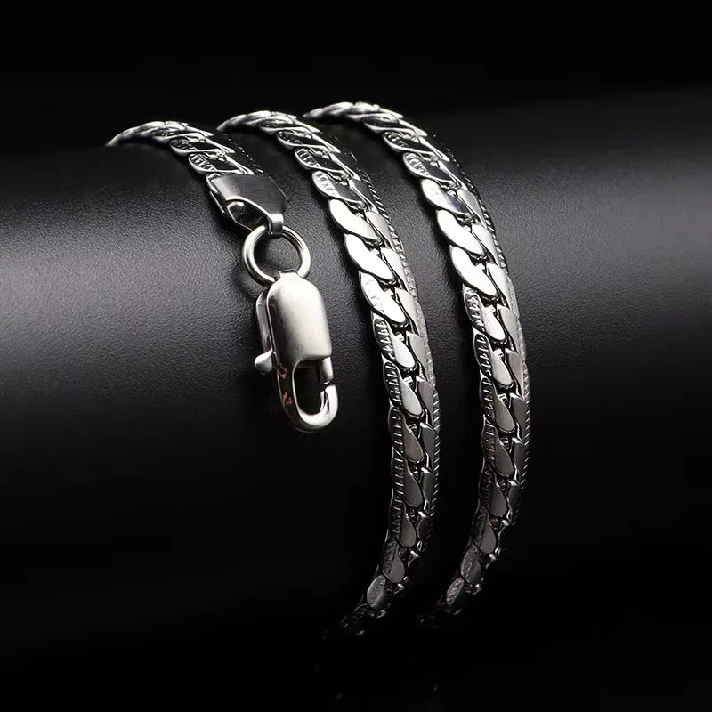 20-60Cm 5Mm Silver Color Luxury Brand Design Noble Necklace Chain for Woman Men Fashion Wedding Engagement Jewelry