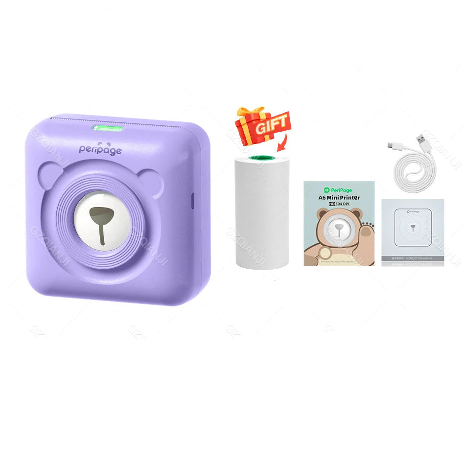 7 Colors Peripage A6 304DPI Mini Photo Printer Notes Sticker Label Printing Machine Bluetooth Portable Wireless Printer Marker