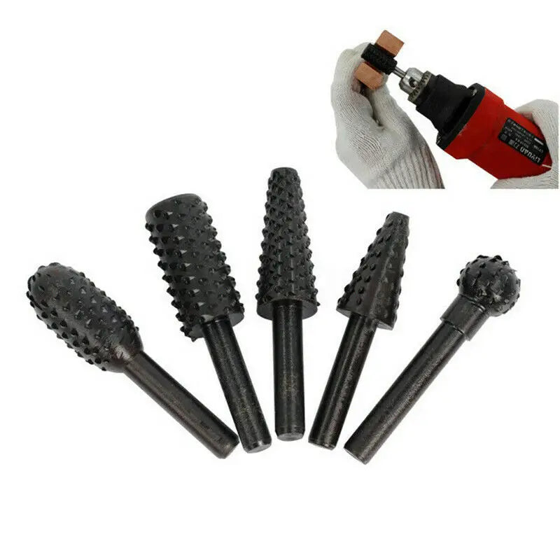 1/4'' 5PCS Drill Bit Set Cutting Tools for Woodworking Knife Wood Carving Tool Carpentry Wood Cutting Tools Workdrill Bit Set