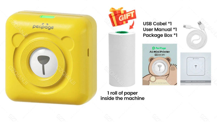 7 Colors Peripage A6 304DPI Mini Photo Printer Notes Sticker Label Printing Machine Bluetooth Portable Wireless Printer Marker