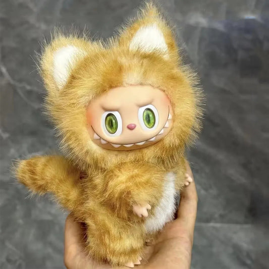 Fashionable Mini Plush Doll with Cute Furry Cat Clothes for Labubu Doll Clothes Accessories Gift Doll Accessories