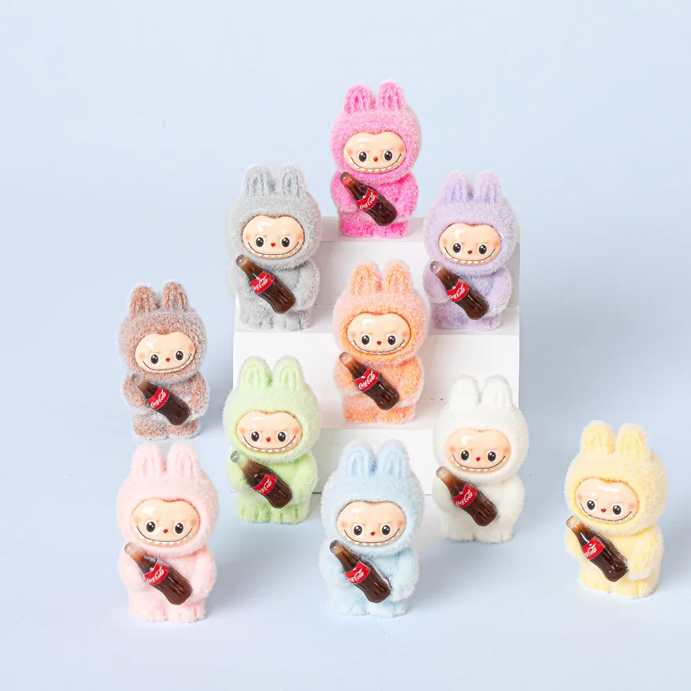 10Pcs Lovely Coke Bottle Flocked DIY Action Figure Decorative Pendant Desktop Dolls Car Ornaments Toy Christmas Gifts