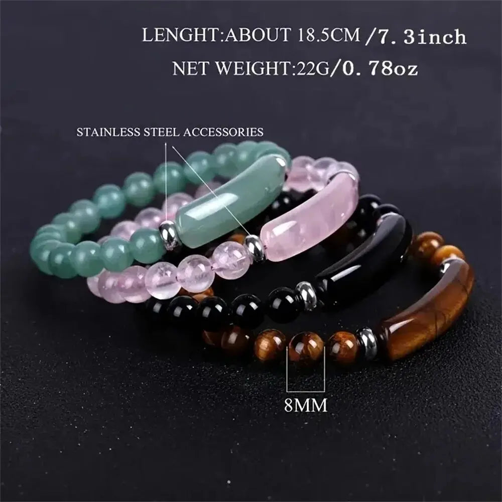 1Pc Healing Handmade Stone Bracelet Turquoise Natural Malachite Gemstone Crystal Rough Bracelet Body Energy Yoga
