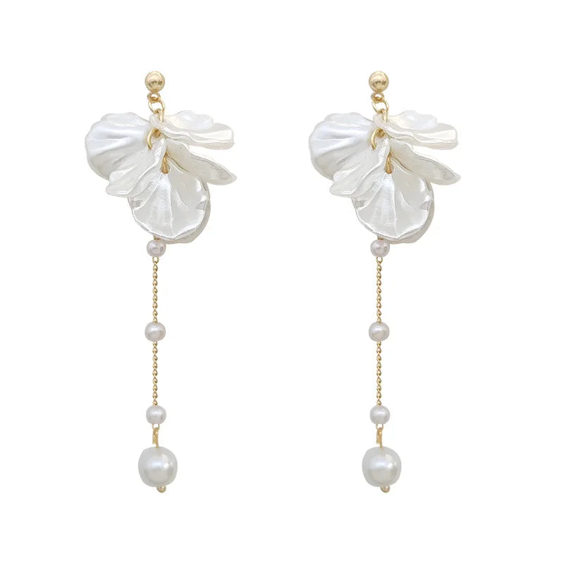 Modern Jewelry 925 Silver Needle Elegant Temperament Simulated Pearl Tassel Earrings for Women Fashion Accessories Wholesale