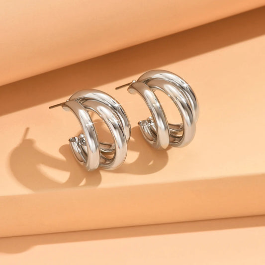 Elegant Gold Color Circled Hoop Earring for Woman Metal Elegant Vintage Geometric Statement Luxury Earrings Party Jewelry Gifts