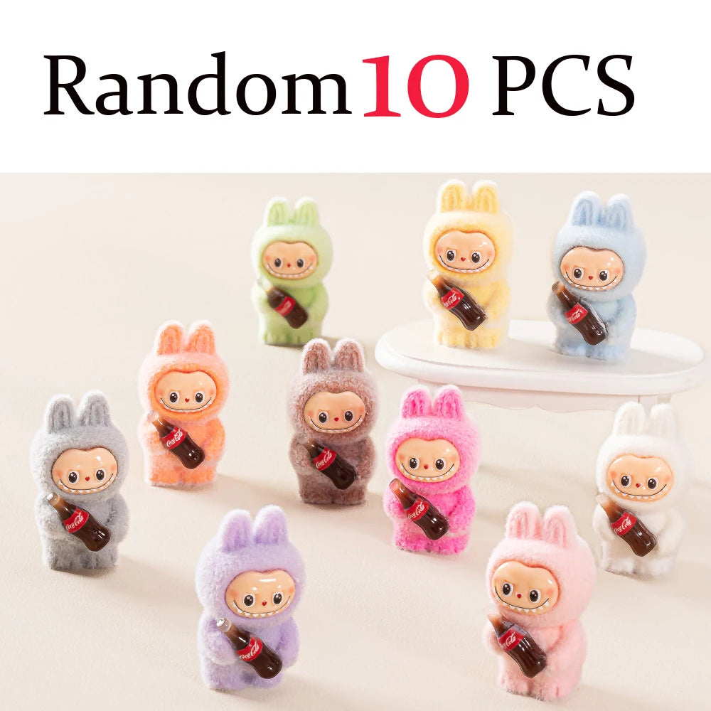 10Pcs Lovely Coke Bottle Flocked DIY Action Figure Decorative Pendant Desktop Dolls Car Ornaments Toy Christmas Gifts