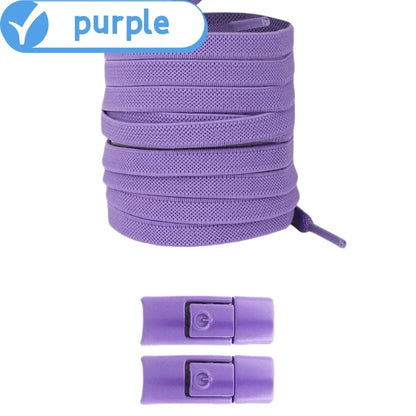 New without Ties Elastic Laces No Tie Shoe Laces Press Lock Shoelaces Sneaker Kids Adult 8MM Widened Flat Shoelace for Shoes