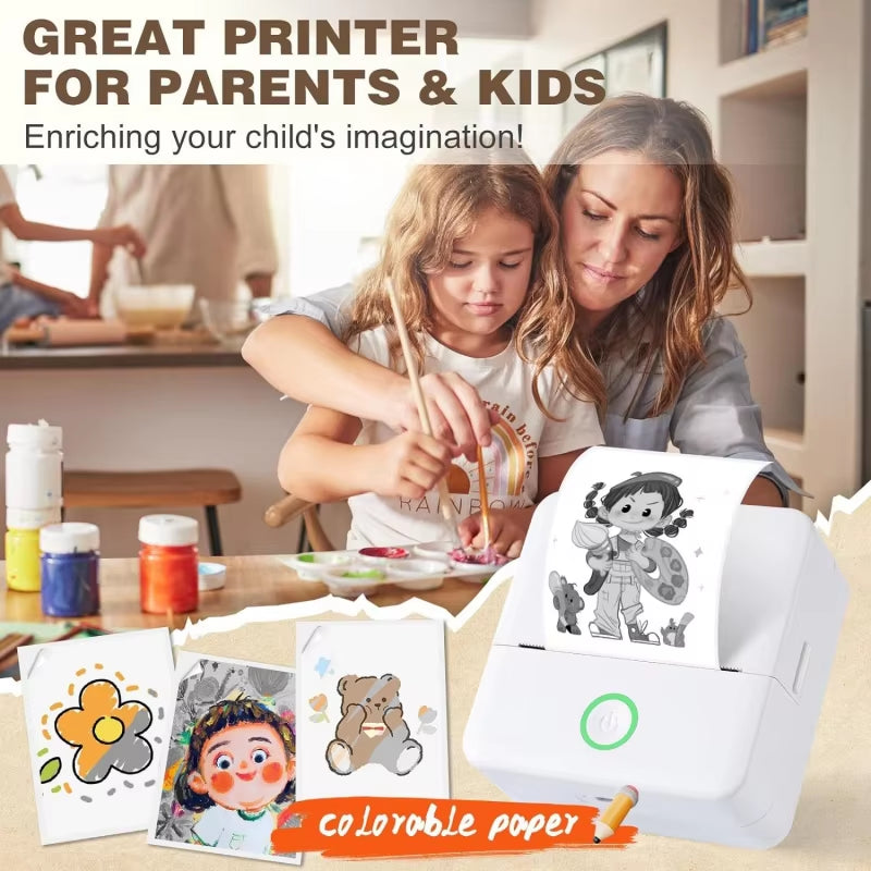 X6 Mini HD Printer Portable Sticker Label Printer Bluetooth Pocket Thermal Printer with Paper for Student Note Inkless Printing