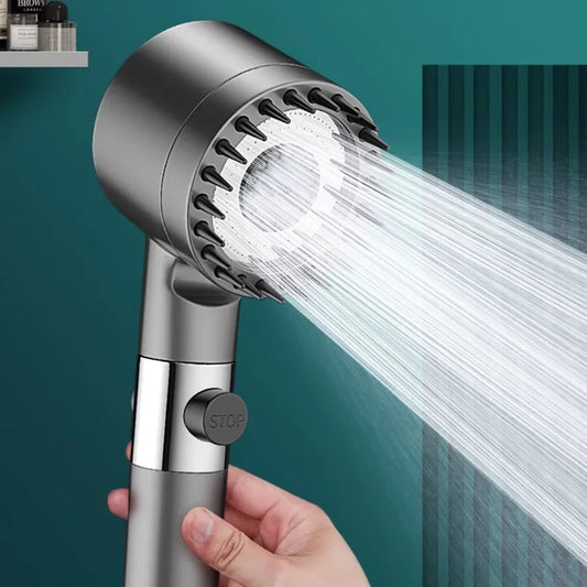 3-in-1 Filtered Shower Head | High Pressure with Massage Brush