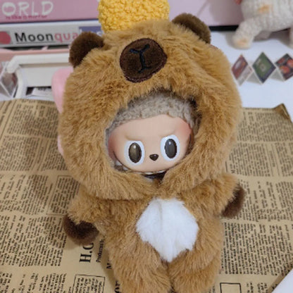 Fashionable Mini Plush Doll with Cute Furry Cat Clothes for Labubu Doll Clothes Accessories Gift Doll Accessories