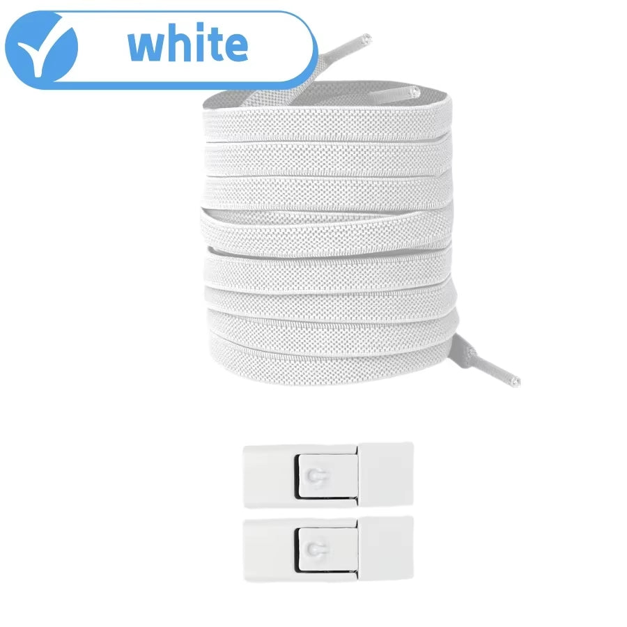New without Ties Elastic Laces No Tie Shoe Laces Press Lock Shoelaces Sneaker Kids Adult 8MM Widened Flat Shoelace for Shoes