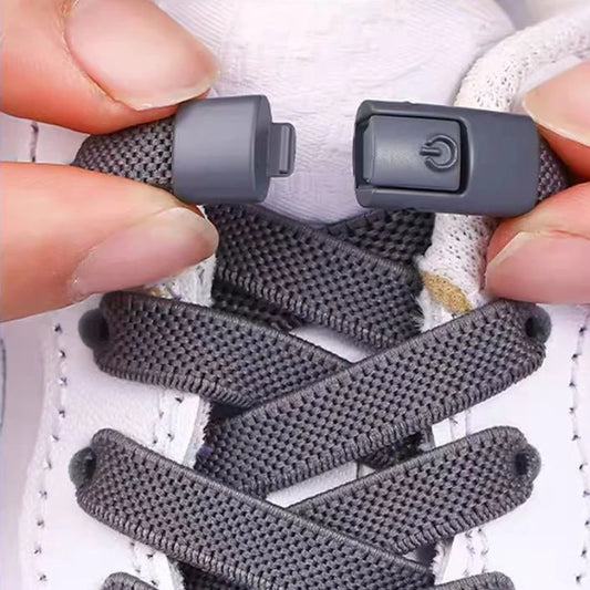 New without Ties Elastic Laces No Tie Shoe Laces Press Lock Shoelaces Sneaker Kids Adult 8MM Widened Flat Shoelace for Shoes