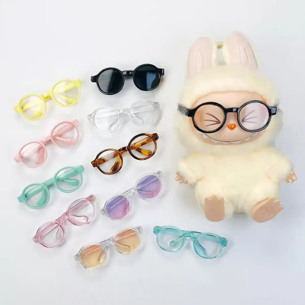 6.5Cm Transparent Plastic Glasses for 1/8 1/6 1/3 1/4 BJD for Labubu MSD SD Plush for EXO Doll Sunglasses