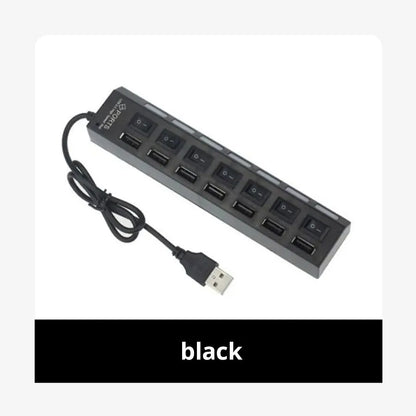 7-Port USB Hub with Individual On/Off Switches | Multi-Port Expander for PC & Laptop