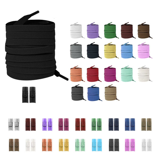New without Ties Elastic Laces No Tie Shoe Laces Press Lock Shoelaces Sneaker Kids Adult 8MM Widened Flat Shoelace for Shoes