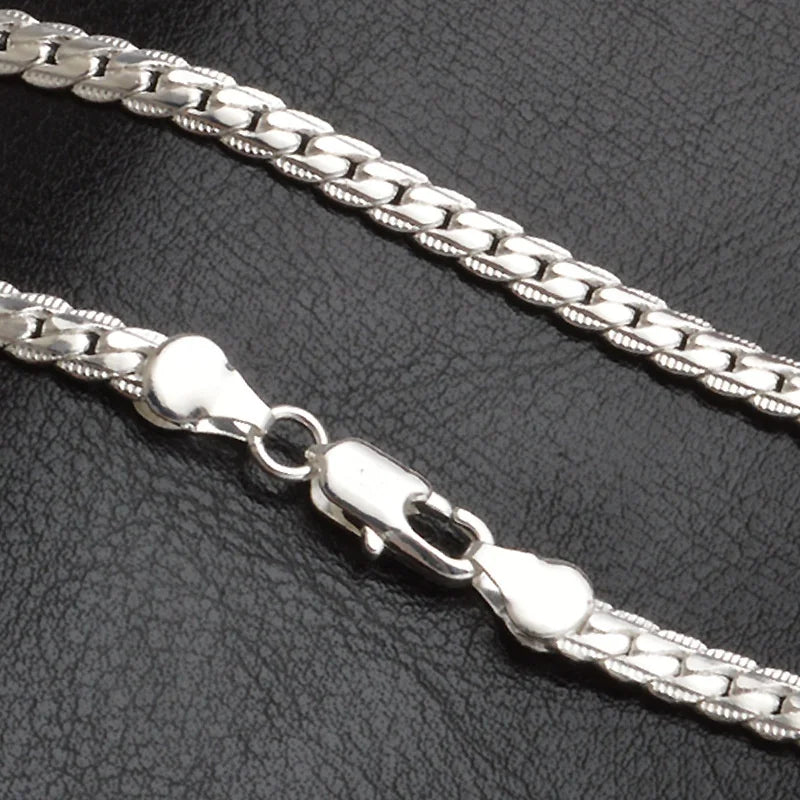 20-60Cm 5Mm Silver Color Luxury Brand Design Noble Necklace Chain for Woman Men Fashion Wedding Engagement Jewelry