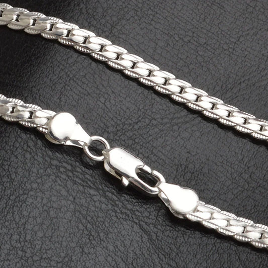20-60Cm 5Mm Silver Color Luxury Brand Design Noble Necklace Chain for Woman Men Fashion Wedding Engagement Jewelry