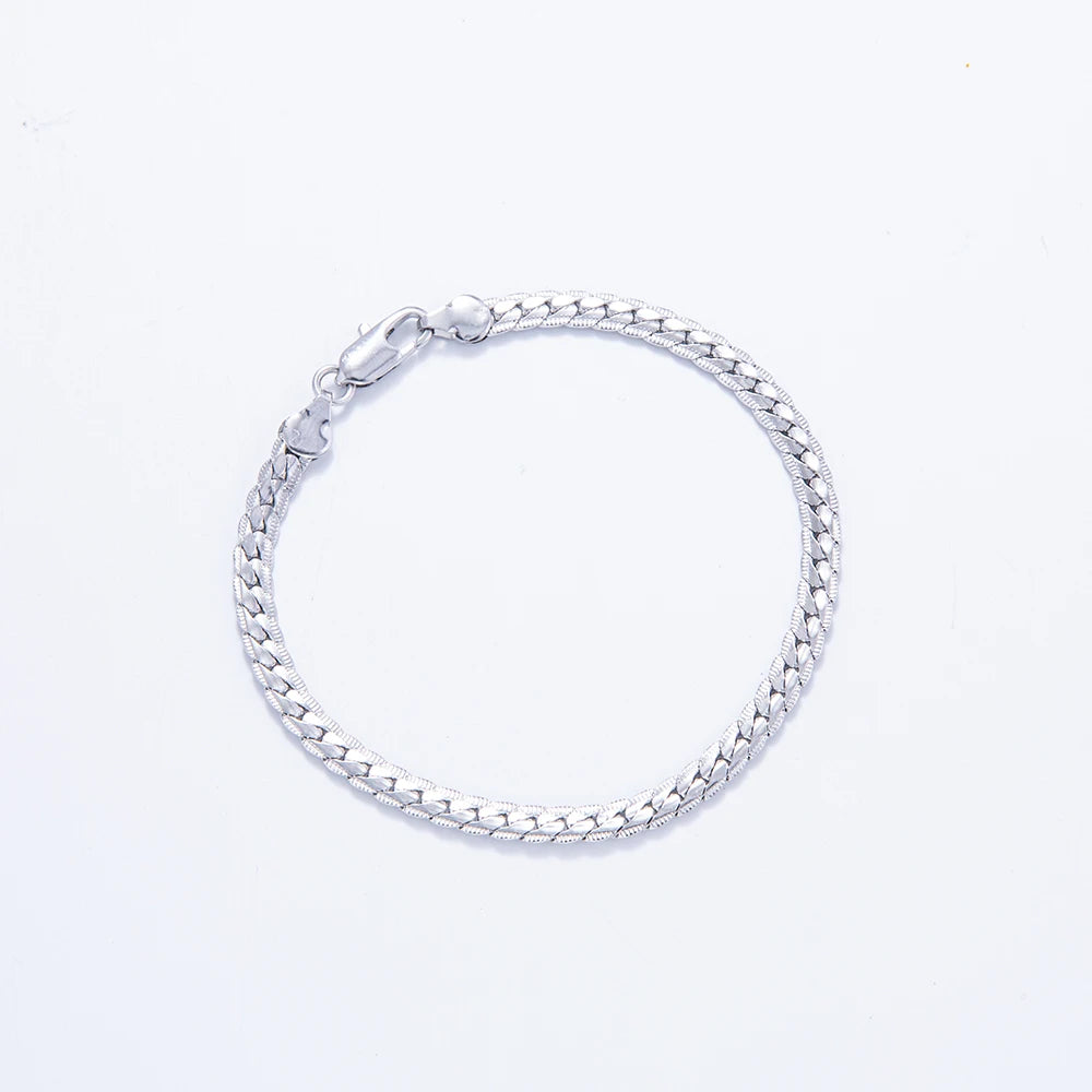 20-60Cm 5Mm Silver Color Luxury Brand Design Noble Necklace Chain for Woman Men Fashion Wedding Engagement Jewelry