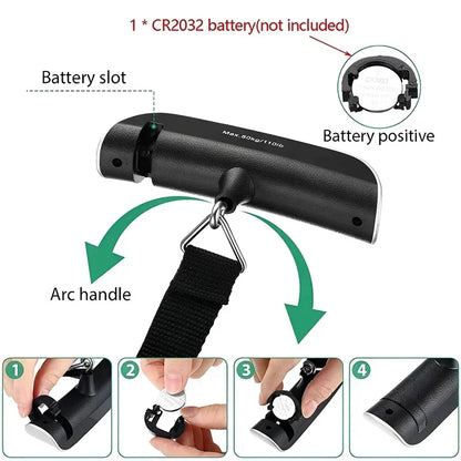 50Kg/110Lb Portable Digital Luggage Weight Scale LCD Display Pocket Electronic Suitcase Travel Scale Balance Baggage Weight Tool