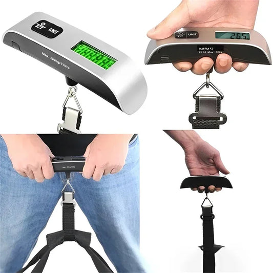 50Kg/110Lb Portable Digital Luggage Weight Scale LCD Display Pocket Electronic Suitcase Travel Scale Balance Baggage Weight Tool