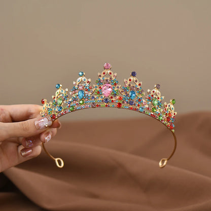 Children'S Princess Crown Crystal Tiara Girls Hair Accessories High-End Atmosphere Dance Performance Birthday Gift Crown