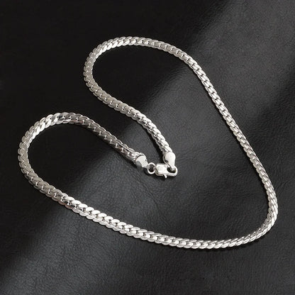 20-60Cm 5Mm Silver Color Luxury Brand Design Noble Necklace Chain for Woman Men Fashion Wedding Engagement Jewelry