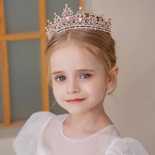 Children'S Princess Crown Crystal Tiara Girls Hair Accessories High-End Atmosphere Dance Performance Birthday Gift Crown