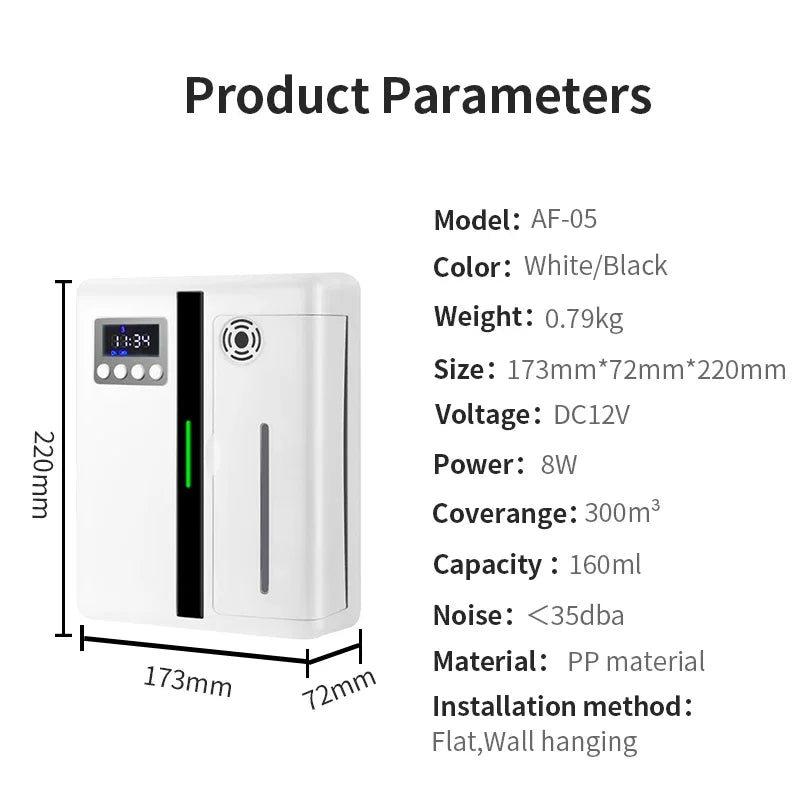 Aroma Diffuser Scent Machine 160ml - Bluetooth Fragrance Diffuser for Large Areas, Ideal for Hotels and Home Use