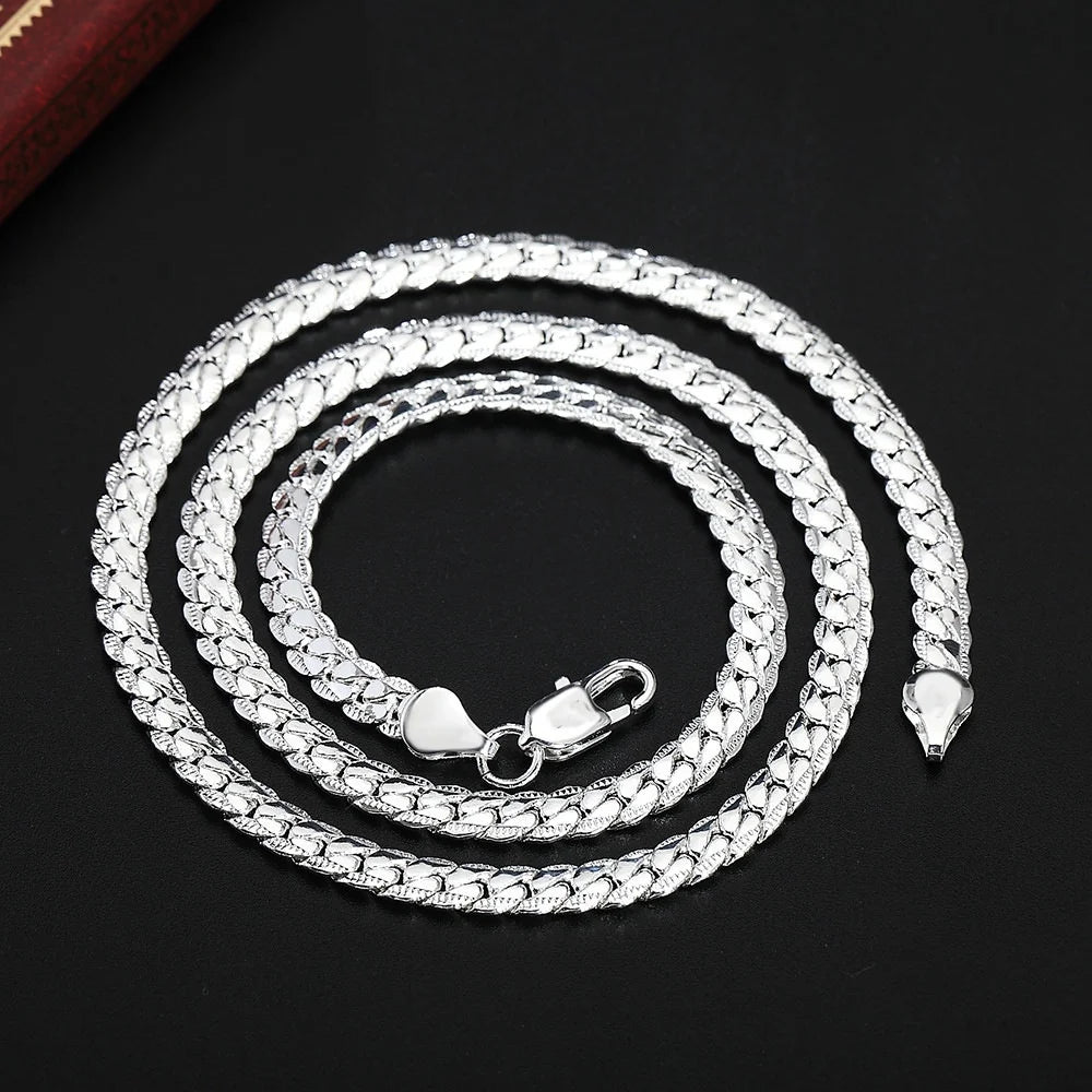 20-60Cm 5Mm Silver Color Luxury Brand Design Noble Necklace Chain for Woman Men Fashion Wedding Engagement Jewelry
