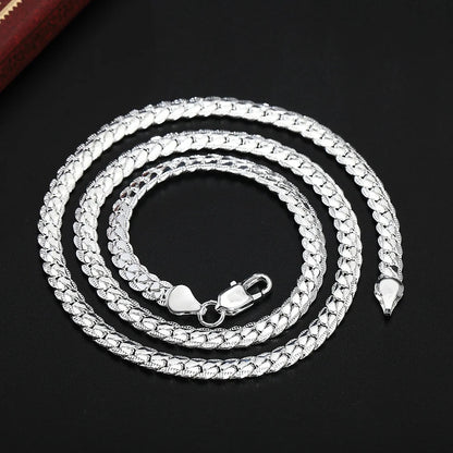 20-60Cm 5Mm Silver Color Luxury Brand Design Noble Necklace Chain for Woman Men Fashion Wedding Engagement Jewelry