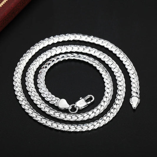 20-60Cm 5Mm Silver Color Luxury Brand Design Noble Necklace Chain for Woman Men Fashion Wedding Engagement Jewelry