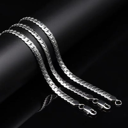 20-60Cm 5Mm Silver Color Luxury Brand Design Noble Necklace Chain for Woman Men Fashion Wedding Engagement Jewelry