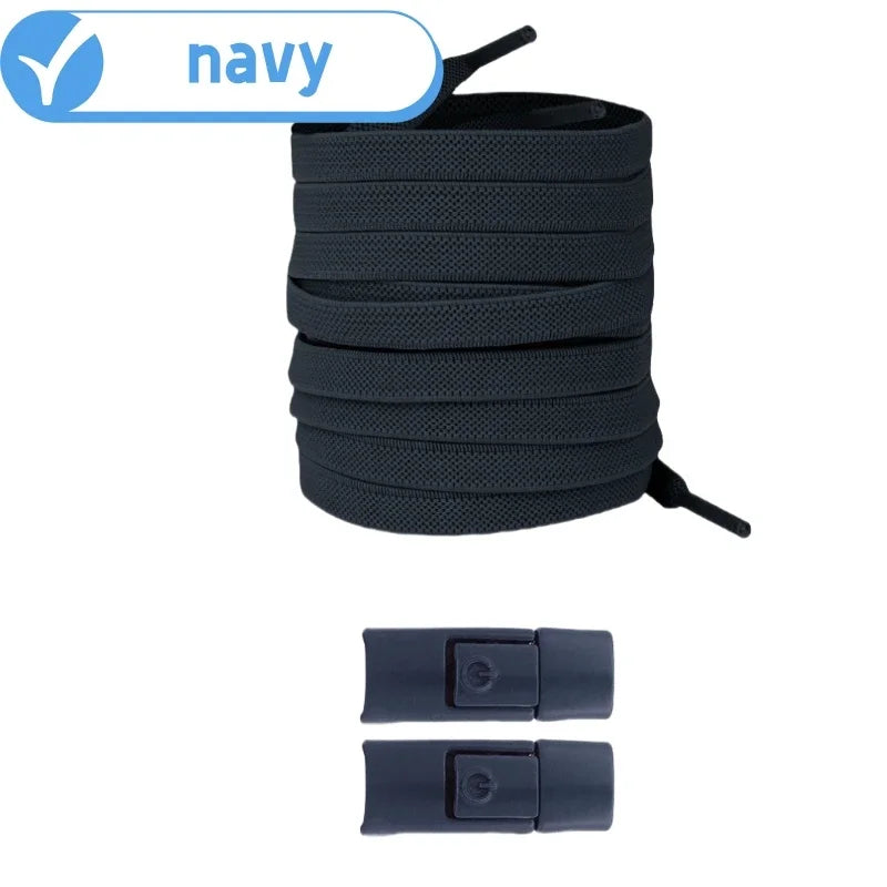 New without Ties Elastic Laces No Tie Shoe Laces Press Lock Shoelaces Sneaker Kids Adult 8MM Widened Flat Shoelace for Shoes