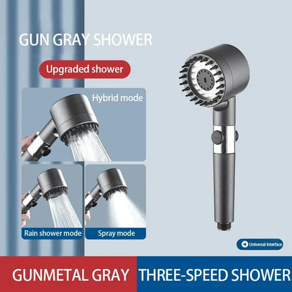 3-in-1 Filtered Shower Head | High Pressure with Massage Brush