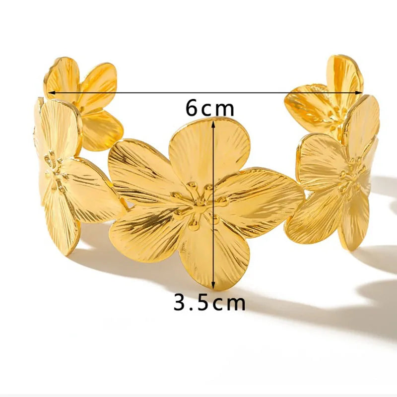 1PC Women'S Fashion Trendy Waterproof Stainless Steel Flower Bracelet Jewelry Date Travel Banquet Party Holiday Dressing Gift