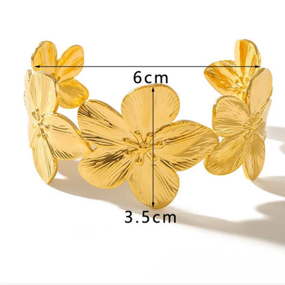 1PC Women'S Fashion Trendy Waterproof Stainless Steel Flower Bracelet Jewelry Date Travel Banquet Party Holiday Dressing Gift