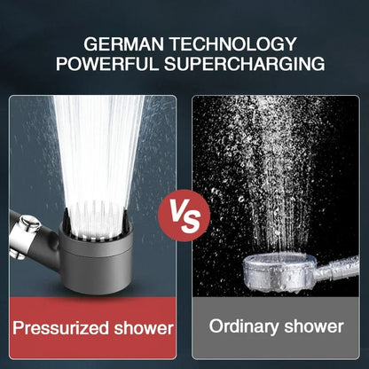 3-in-1 Filtered Shower Head | High Pressure with Massage Brush