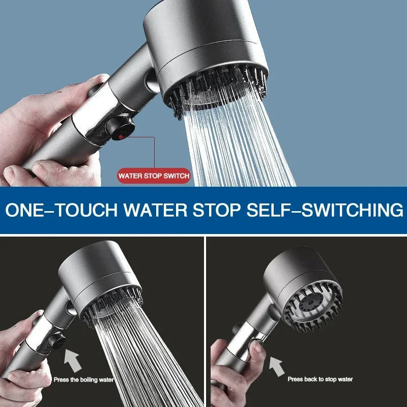 3-in-1 Filtered Shower Head | High Pressure with Massage Brush