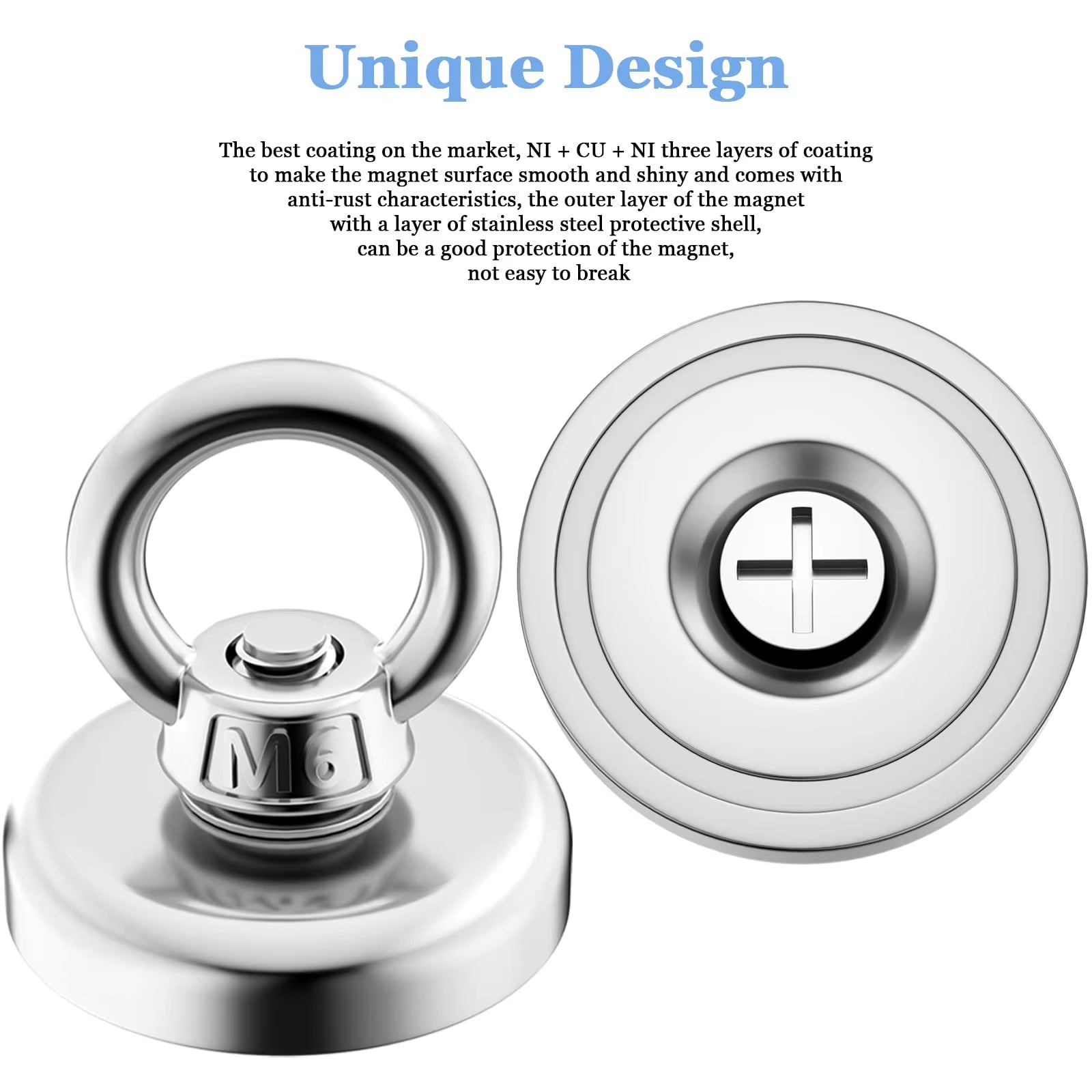 Super Strong Neodymium Fishing Magnets Heavy Duty Imanes Magnet with Countersunk Hole Eyebolt for Salvage Magnetic Fishing