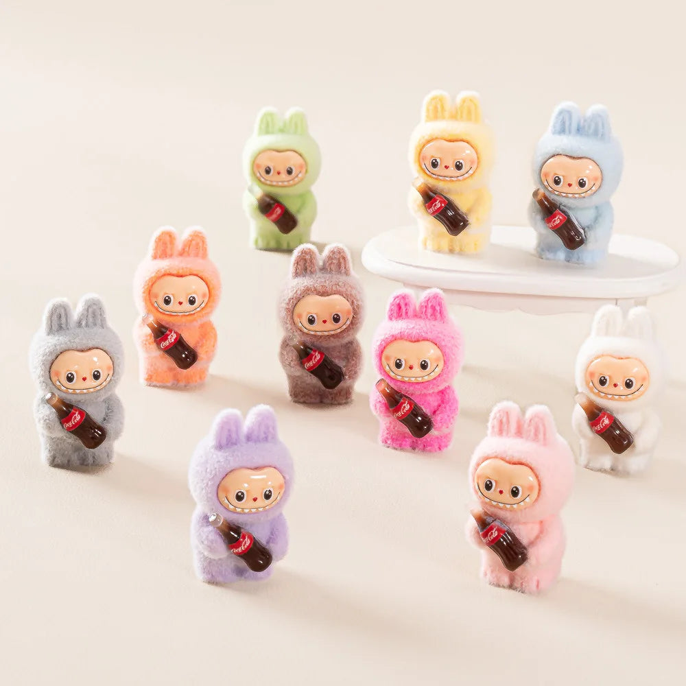10Pcs Lovely Coke Bottle Flocked DIY Action Figure Decorative Pendant Desktop Dolls Car Ornaments Toy Christmas Gifts