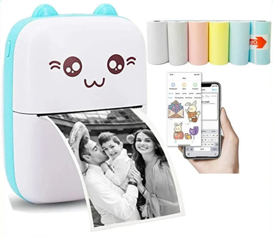 Portable Thermal Printer Mini Cat Print Photo Pocket Thermal Label Printer 58Mm Printing Wireless Bluetooth Android Ios Printers