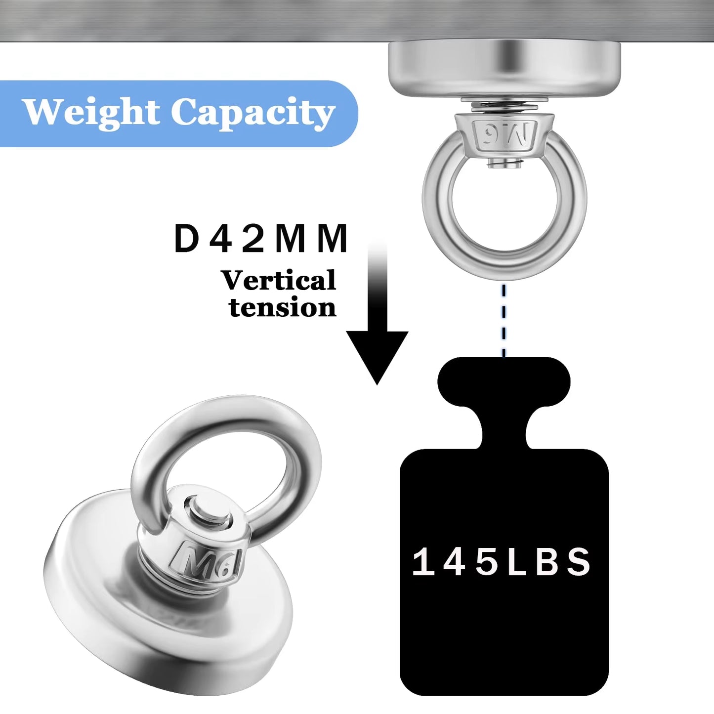 Super Strong Neodymium Fishing Magnets Heavy Duty Imanes Magnet with Countersunk Hole Eyebolt for Salvage Magnetic Fishing