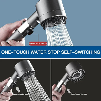 3-in-1 Filtered Shower Head | High Pressure with Massage Brush