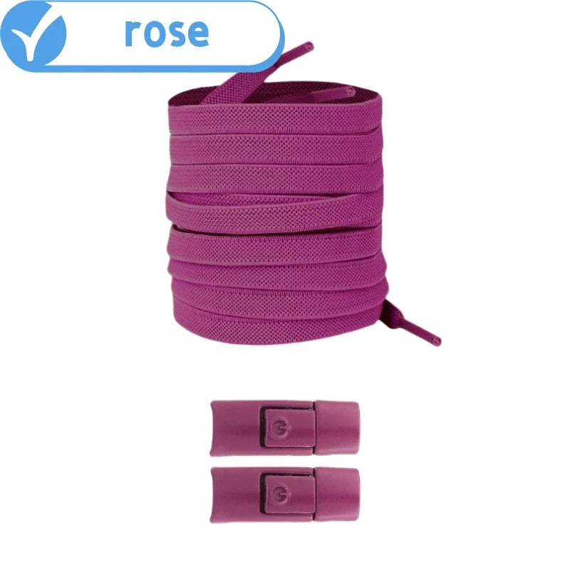 New without Ties Elastic Laces No Tie Shoe Laces Press Lock Shoelaces Sneaker Kids Adult 8MM Widened Flat Shoelace for Shoes