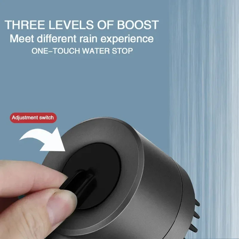 3-in-1 Filtered Shower Head | High Pressure with Massage Brush