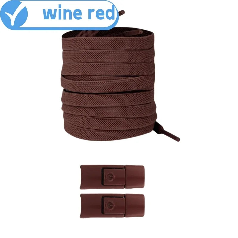 New without Ties Elastic Laces No Tie Shoe Laces Press Lock Shoelaces Sneaker Kids Adult 8MM Widened Flat Shoelace for Shoes