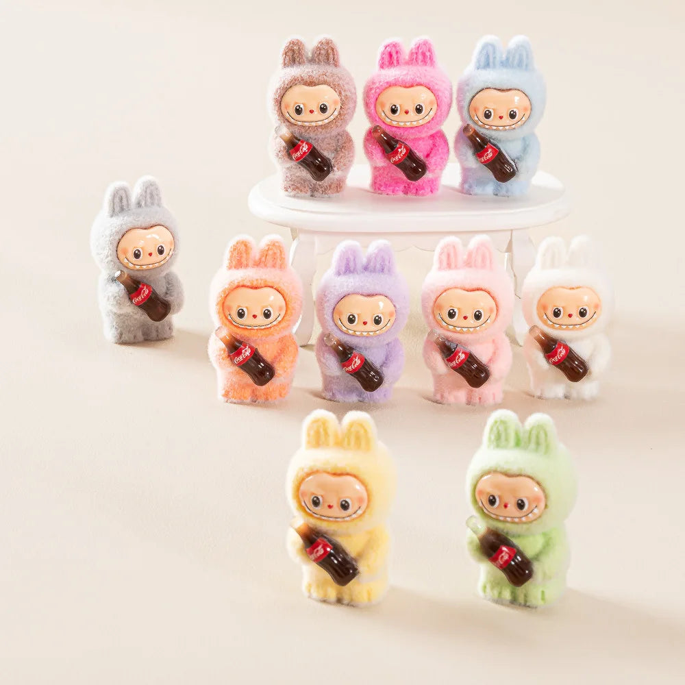 10Pcs Lovely Coke Bottle Flocked DIY Action Figure Decorative Pendant Desktop Dolls Car Ornaments Toy Christmas Gifts