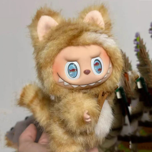 Fashionable Mini Plush Doll with Cute Furry Cat Clothes for Labubu Doll Clothes Accessories Gift Doll Accessories