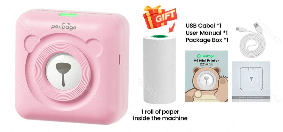 7 Colors Peripage A6 304DPI Mini Photo Printer Notes Sticker Label Printing Machine Bluetooth Portable Wireless Printer Marker